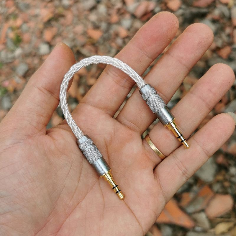 Cáp Aux 2 đầu 3.5mm dài 10cm dây đan 8x.