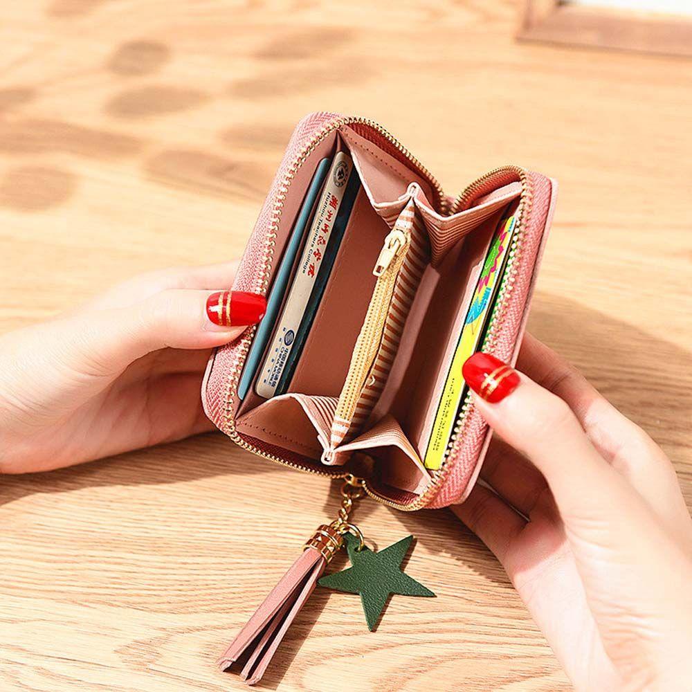 Ví Ngắn Nhiều Ngăn Đựng Thẻ Màu Kẹo Ngọt Thời Trang Cho Nữ Giá Đỡ
