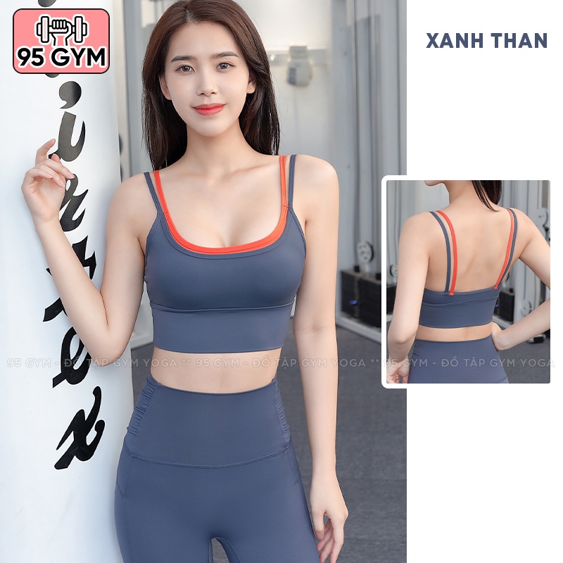 Áo bra tập gym yoga nữ 95Gym AL35 dây vai kép chất thun mềm mịn có mút ngực nâng đỡ vòng một