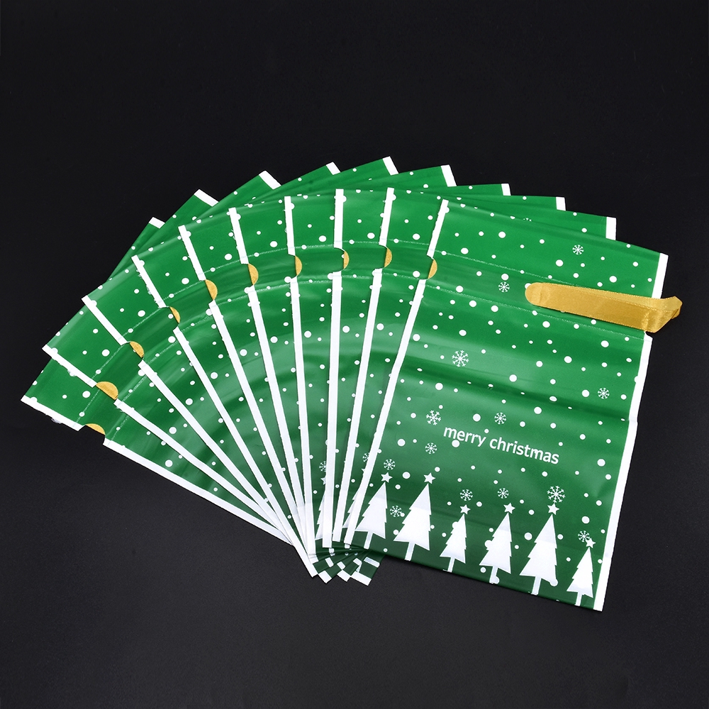 Set 10 túi nhựa đựng quà tặng/bánh quy cho dịp Giáng sinh xinh xắn