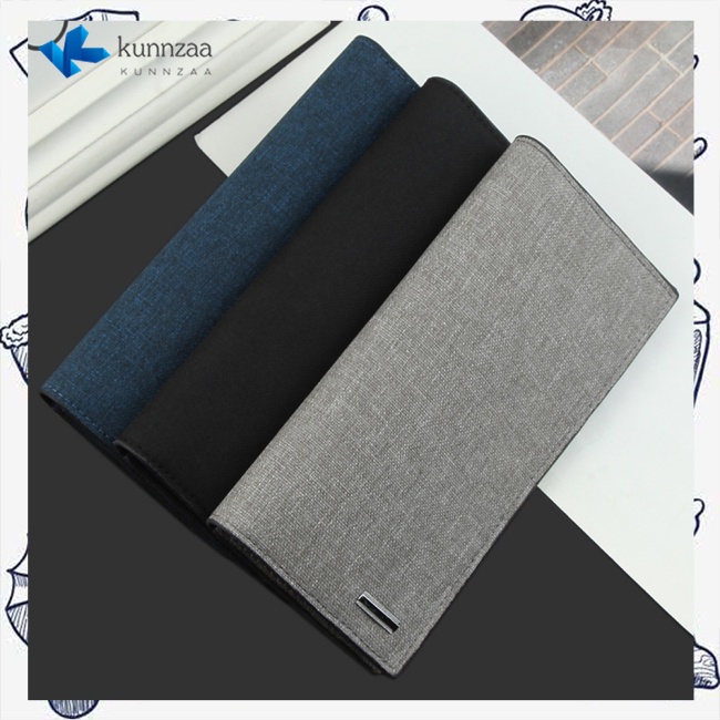 Ví Dài Bằng Vải Canvas Siêu Bền Có Ngăn Đựng Thẻ Cho Nam