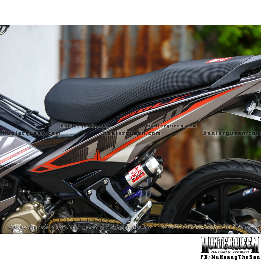 Tem rời cao cấp LC mới nhất hot 2022. Decal cam, dán xe Exciter 150 xám, mặt nạ đen. Chỉnh sửa hợp xe của khách