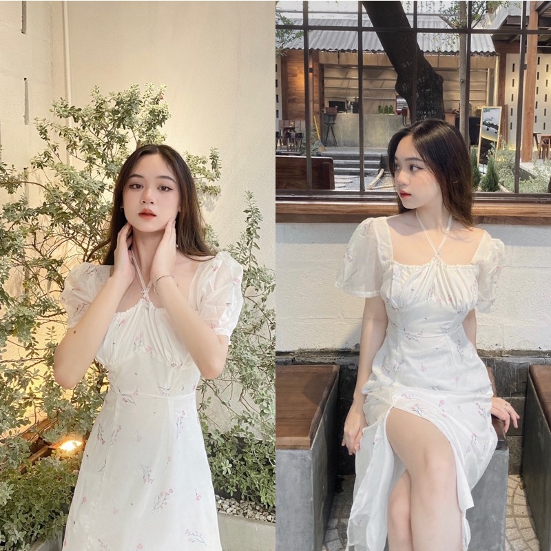 VÁY-ĐẦM LỤA XẺ TÀ HOA NHÍ HỒNG NHẸ NHÀNG CÔNG CHÚA  VÁY ĐI BIỂN