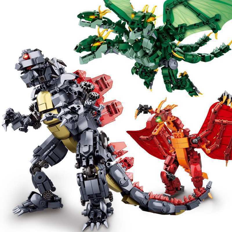 Tương thích với Lego Little Lubang, Godzilla King of Monsters, Mô hình lắp ráp khủng long, Đồ chơi ghép khối xây dự