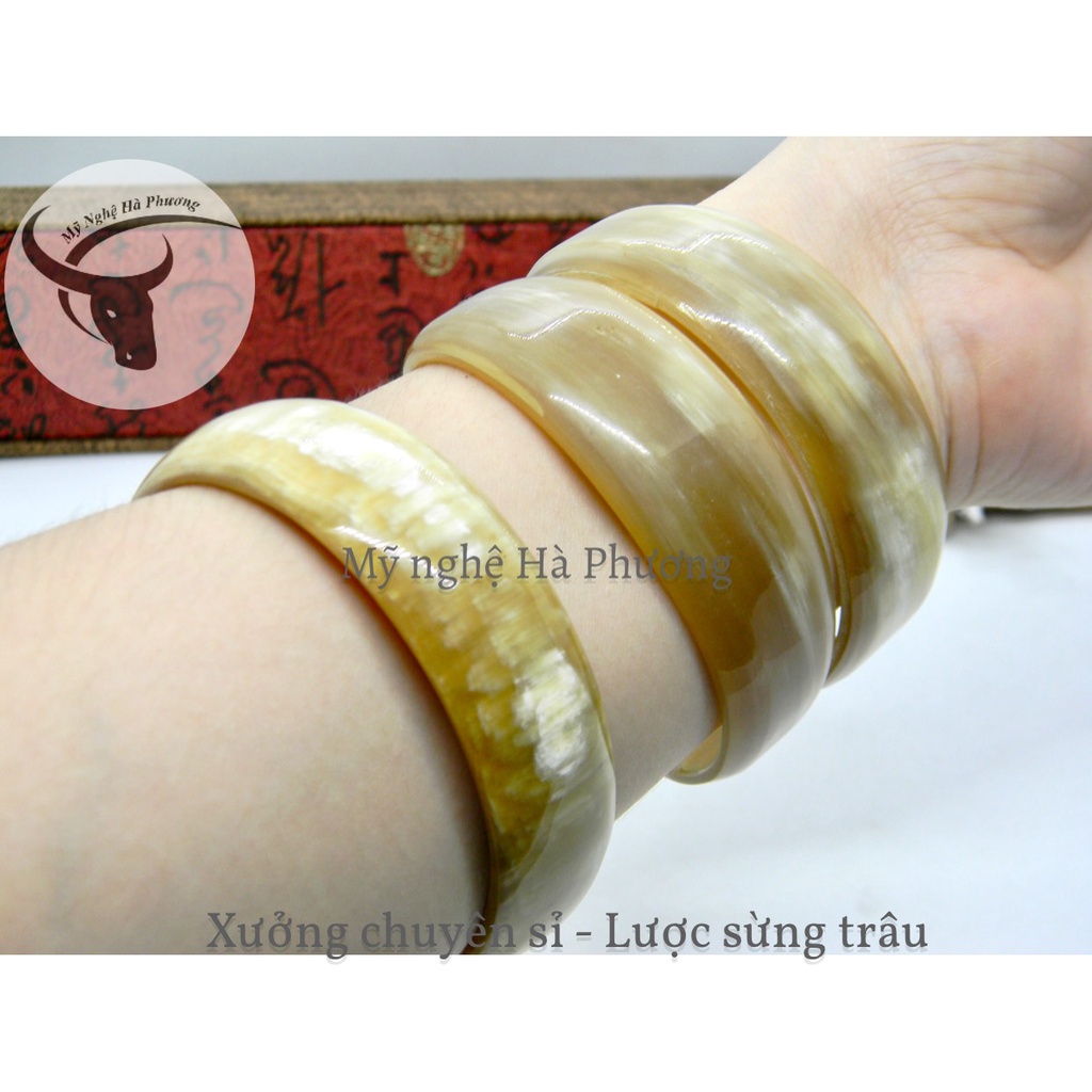 Vòng tay sừng trâu kiểu mới bản 2cm dày đẹp, hàng xuất Nhật dư