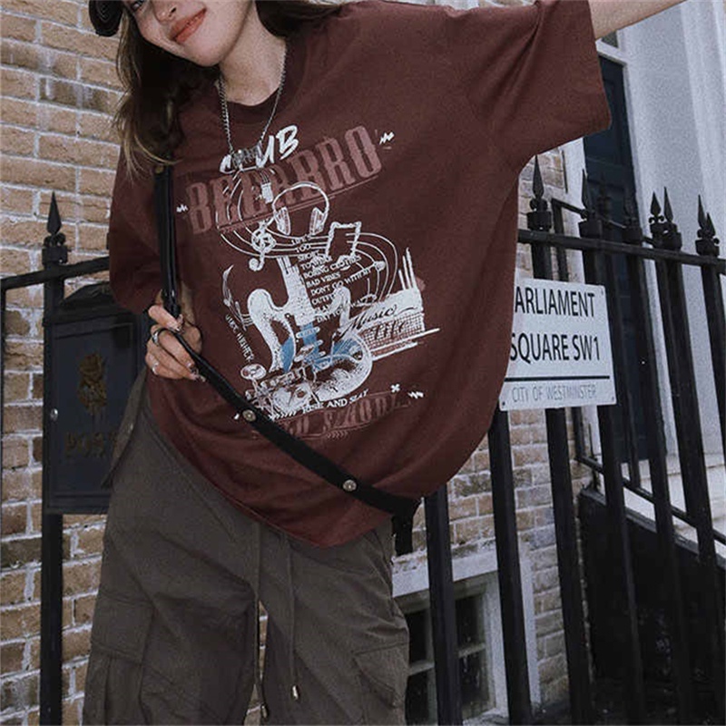 Áo Thun Tay Ngắn Cổ Tròn Plus Size Phong Cách Hip Hop Đường Phố Cho Nam Nữ