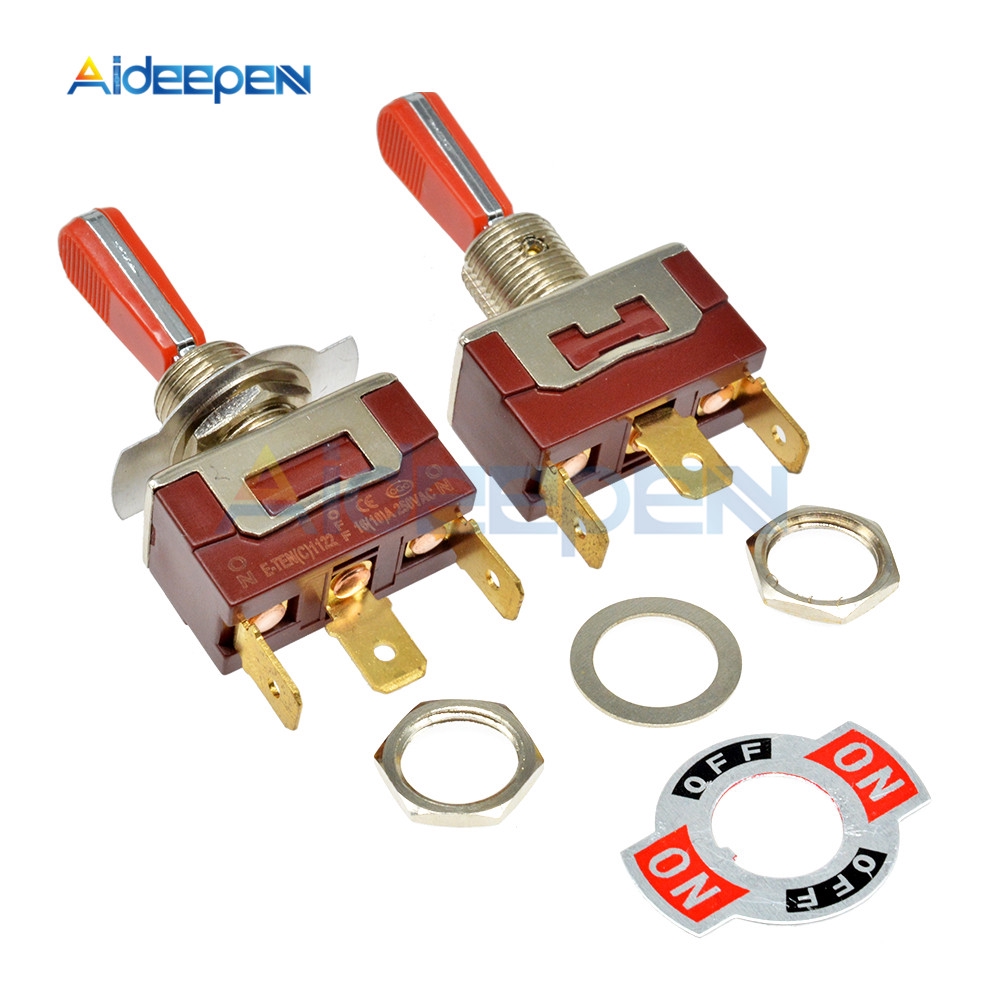 Công Tắc Đòn Bẩy E-Ten  1122 3 Chấu On-Off-On 50000x Lifes Màu Đỏ 250v 16a 29x14.6mm