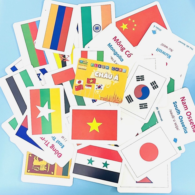 Thẻ học thông minh cho bé Fash card theo phương pháp Glenn Doman bộ thẻ học cờ các nước
