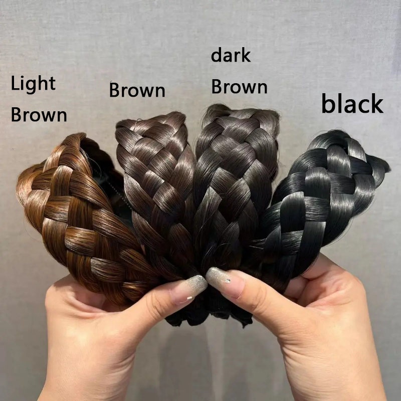 Băng đô cài tóc RIPE GIRL trang trí tóc giả bện bản rộng dày thời trang mới xinh xắn dành cho nữ