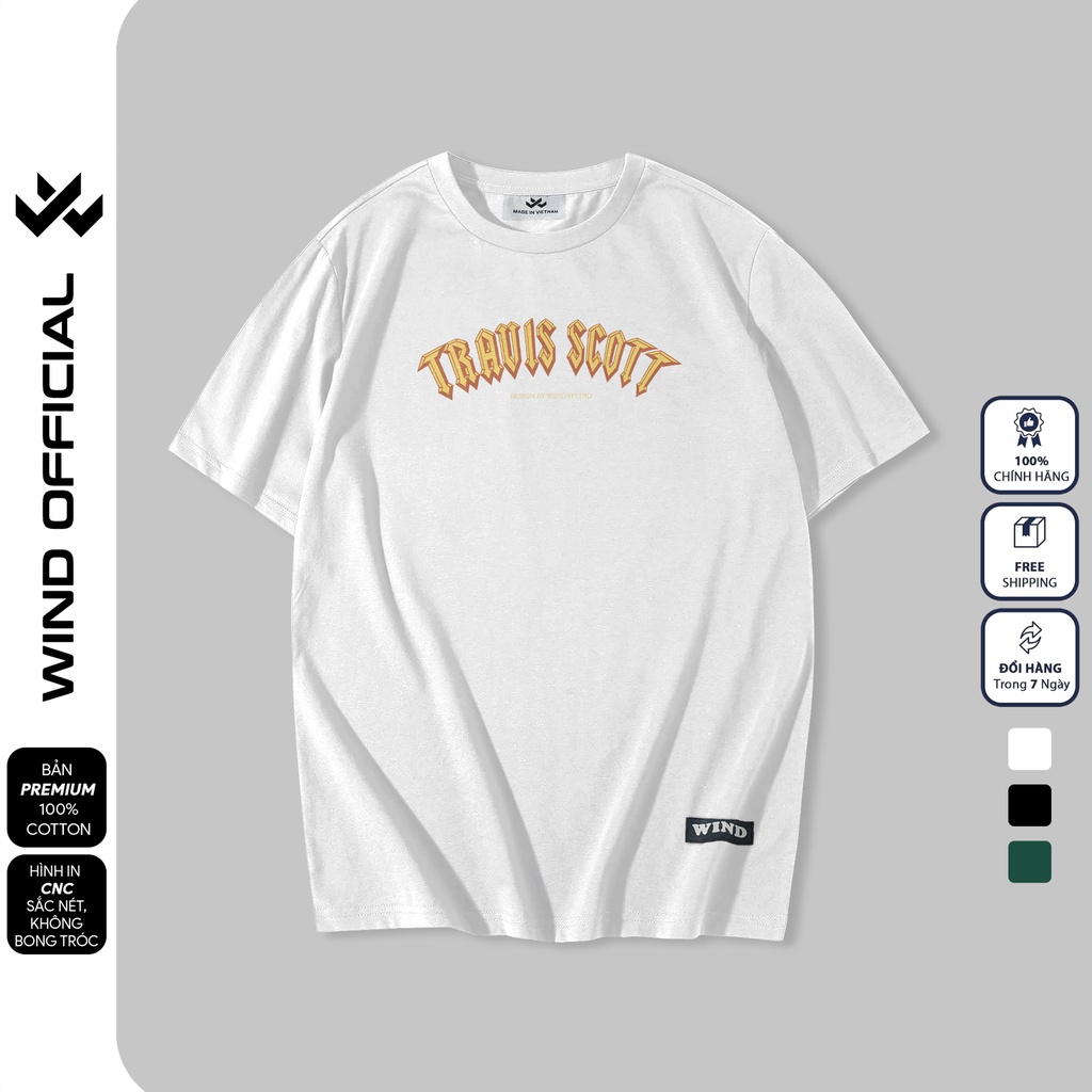 Áo thun tay lỡ unisex WIND phông form rộng 65% TRAVIS thời trang nam nữ oversize