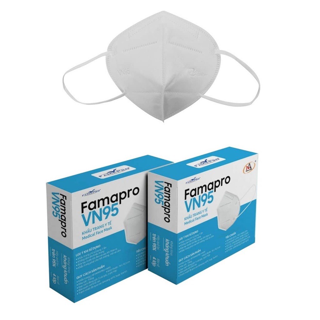 Khẩu trang  y tế N95 Famapro, Nam Anh kháng khuẩn lọc bụi mịn hộp 10 cái- Tân Bình