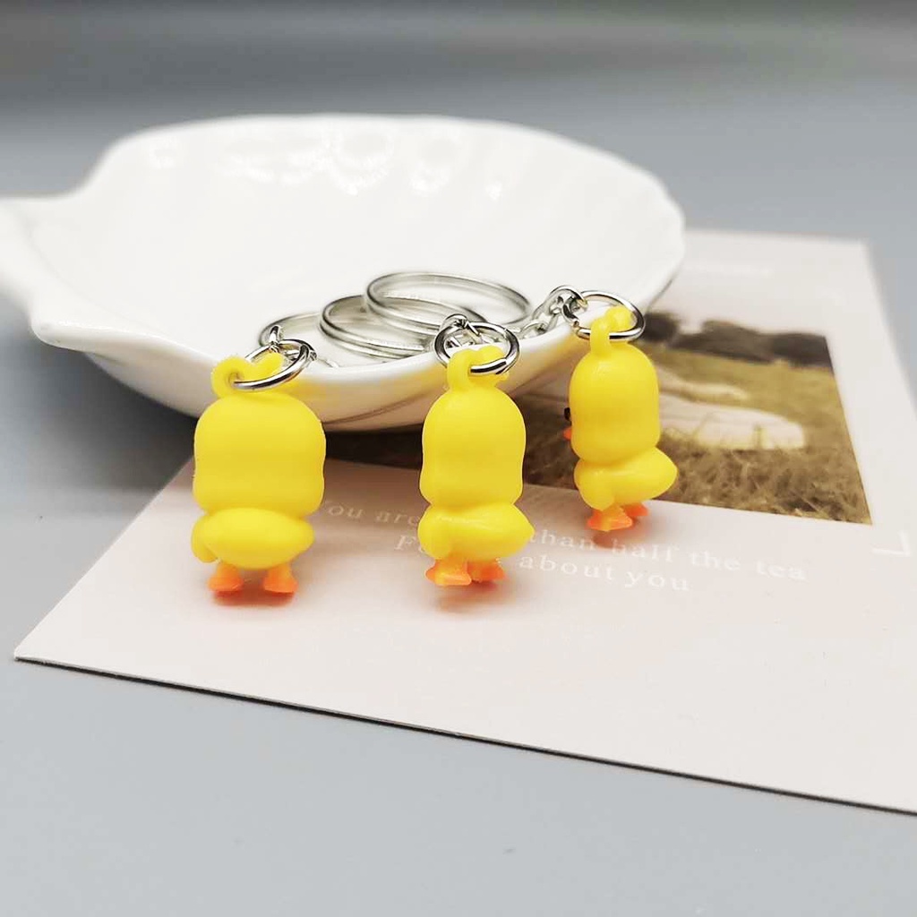 Móc Khóa Hình Vịt Vàng Mini Bằng Nhựa Mềm Dễ Thương