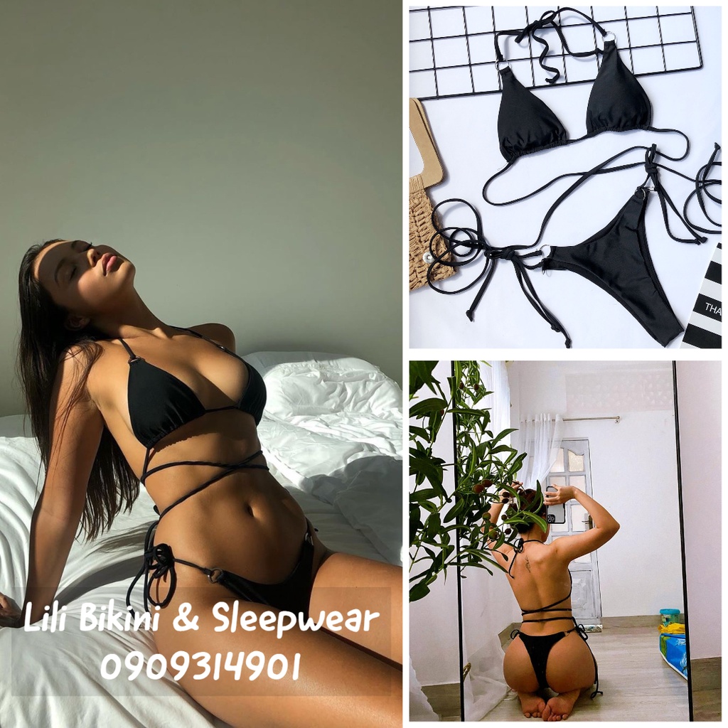 Bộ bikini nữ hai mảnh Âu Mỹ quyến rũ nhiều màu cột dây eo siêu hack dáng