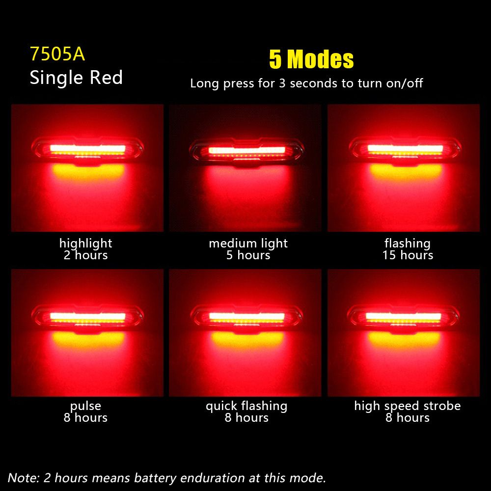 Đèn LED Cảnh Báo Gắn Đuôi Xe Đạp Chống Thấm Nước 5 Chế Độ Sạc USB Tiện Dụng