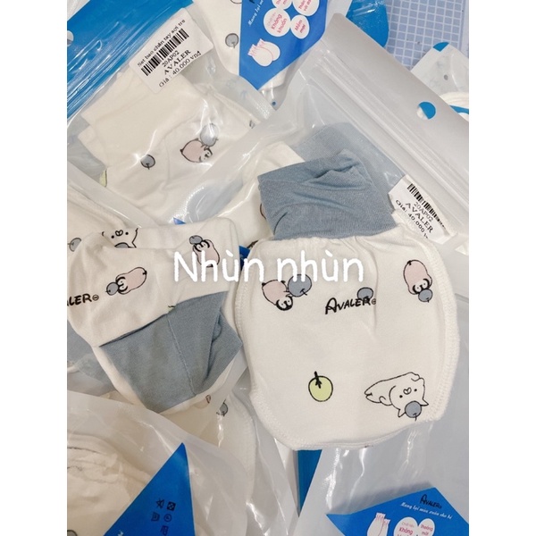 {Nhùn nhùn} {Hà Nam}Set bao tay bao chân Avaler sợi tre gồm 1 đôi bao tay 1 đôi bao chân dành cho trẻ sơ sinh