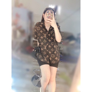 Set áo sơmi tay lở quần legging ngố có bán lẻ