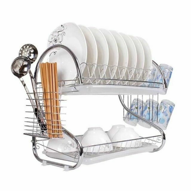 Giá úp bát đĩa 2 tầng inox có khay hứng nước tiện dụng - CHẤT LIỆU INOX #4