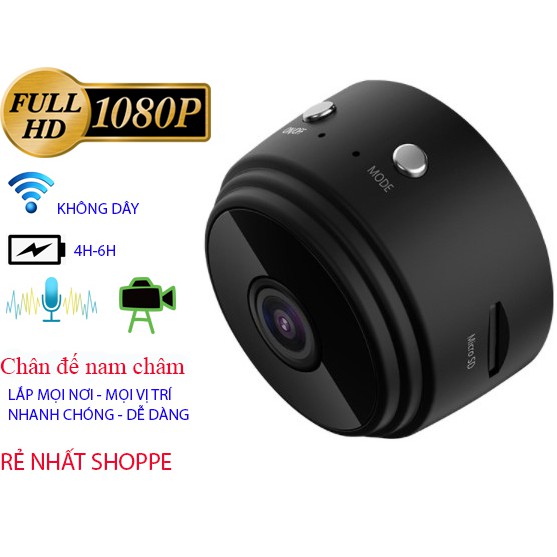 Camera A9 pro kết nối wifi không dây qua điện thoại, có pin sạc 1080P hỗ trợ thẻ nhớ, hỗ trợ ghi âm thanh | BigBuy360 - bigbuy360.vn