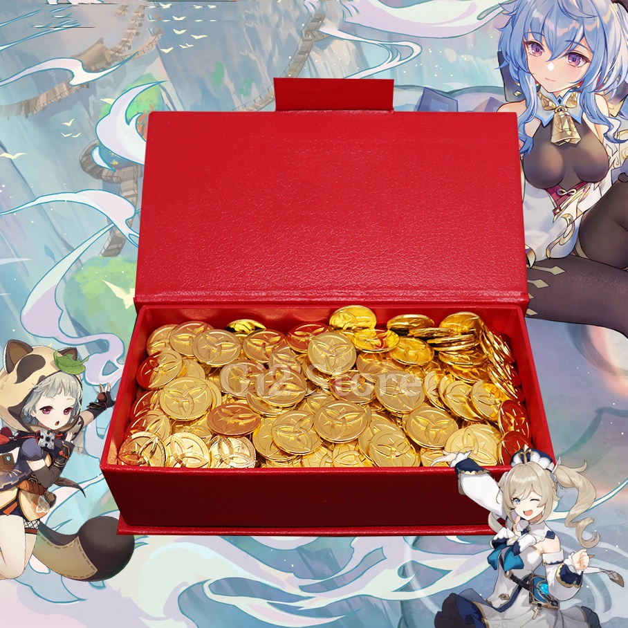 (1 xu) Đồng xu Mora kim loại khắc hình game Genshin Impact chibi sưu tập cosplay độc đáo