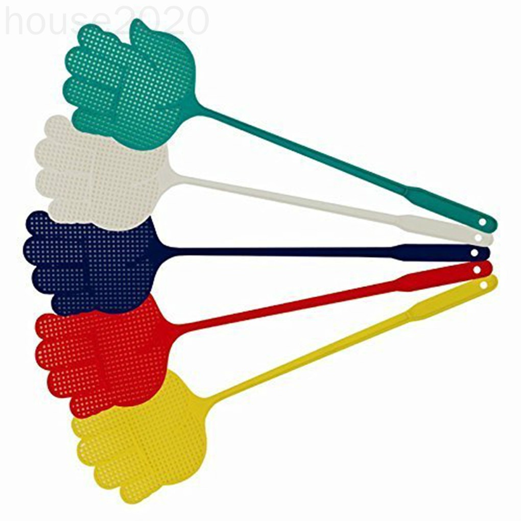 Set 5 vỉ đập ruồi bằng nhựa bền bỉ hình bàn tay với màu sắc ngẫu nhiên tiện lợi