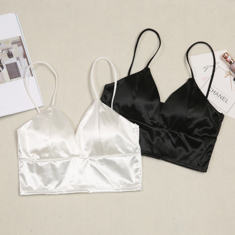 Áo bra nữ 2 dây satin, Áo ngực mút mỏng cài sau bản to, Không gọng SAVILL B264