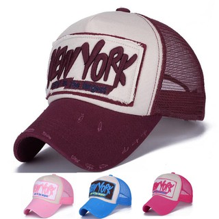 Vintage Women Men New York Breathable Net Baseball Cap Outdoor Sports Retro Cool Hat