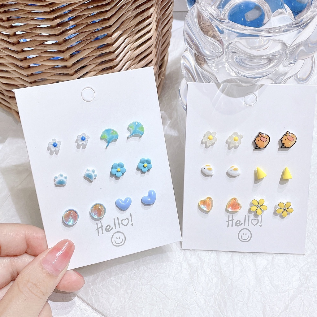 Set 6 đôi khuyên tai DODDER tạo hình dễ thương cho nữ