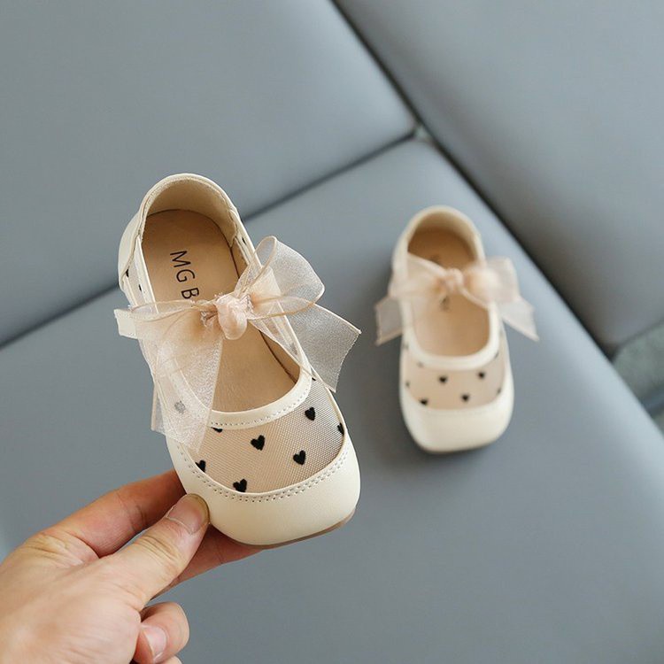 Giày Búp Bê Da Phối Ren Thoáng Khí Chống Va Chạm Phong Cách Hàn Quốc Cho Bé Gái 1-8 Tuổi
