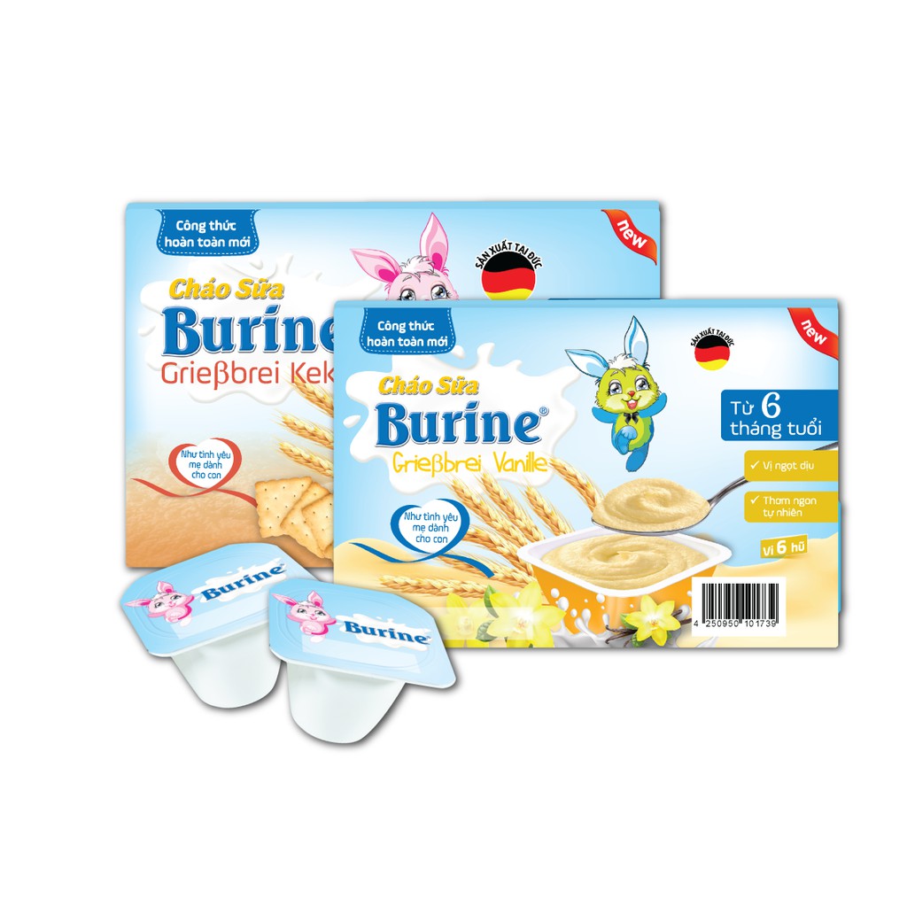 Cháo sữa Burine đủ vị cho bé từ 6 tháng trở lên