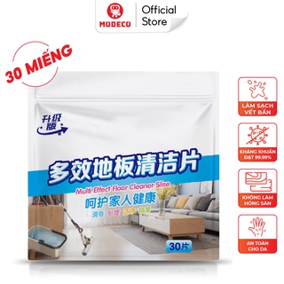 Gói 30 Miếng Lau Sàn Nhà Cao Cấp Modeco - Hoà tan trong nước, Công nghệ Enzyme diệt khuẩn, làm sạch nhanh, hương hoa