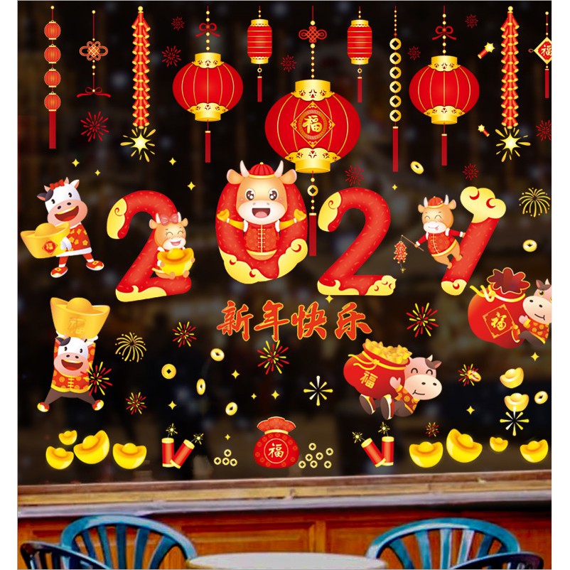 Decal Happy new years - chúc mừng năm mới trang trí nhà cửa AmyShop