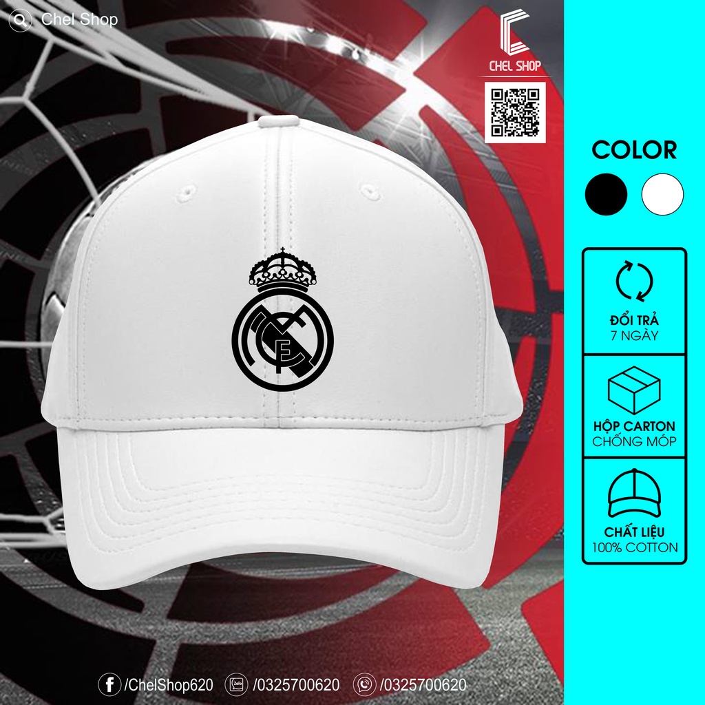Mũ nón Real Madrid cao cấp kaki 100% cotton khóa kim loại