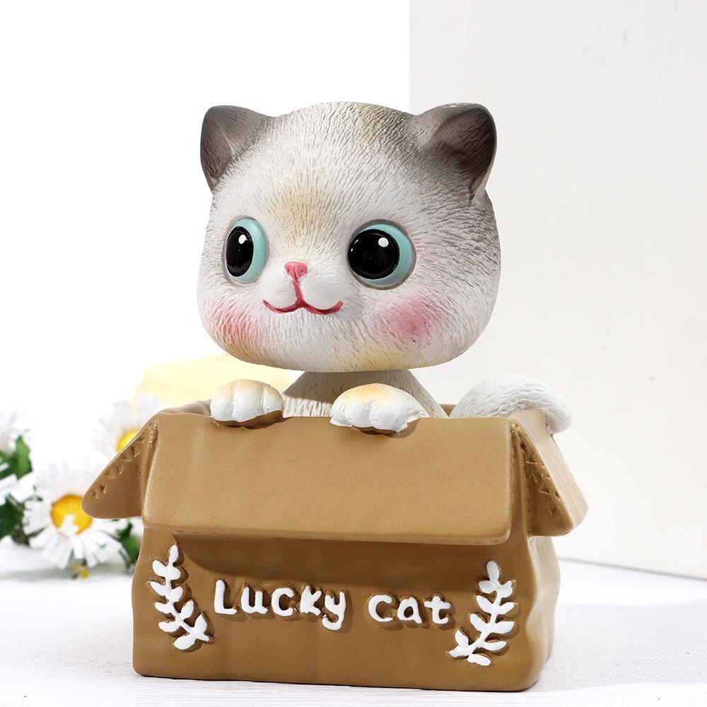 Chú Mèo Lắc Đầu Bằng Nhựa Resin Trang Trí Bảng Điều Khiển Xe Hơi