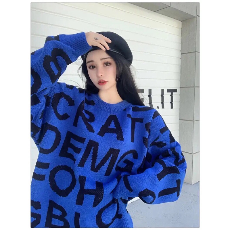 Áo Sweater Cổ Tròn In Chữ Phong Cách Hàn Quốc Thời Trang Thu Đông Mới Cho Nữ