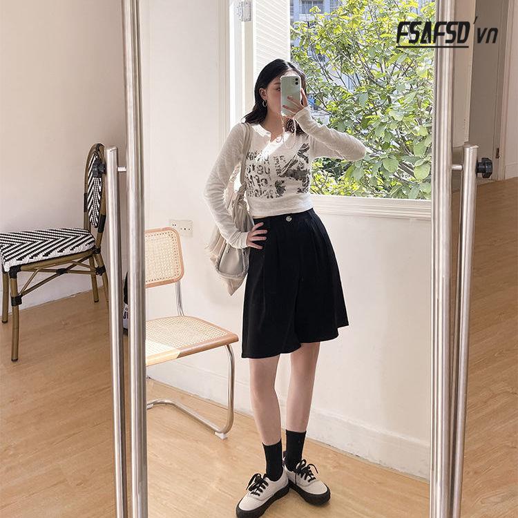 Áo Thun Nữ Dài Tay Cổ Chữ v In Chữ