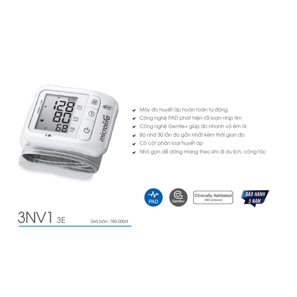 Máy đo huyết áp cổ tay Microlife 3NV13E