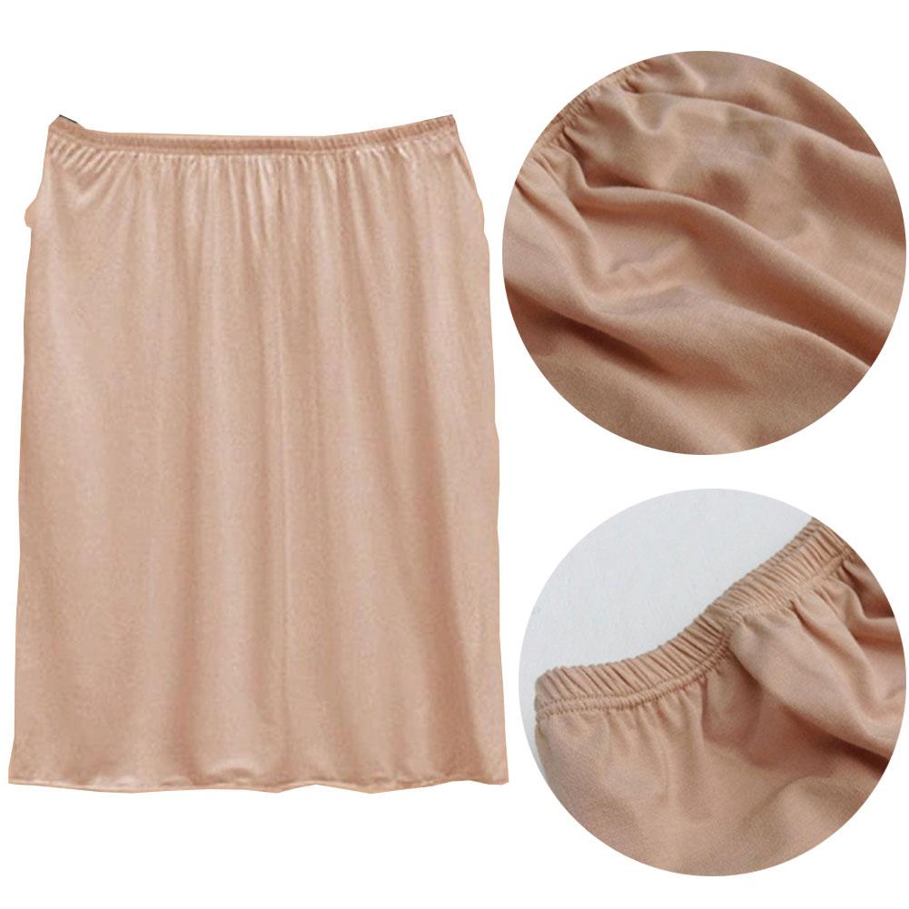 Phụ nữ Thun Eo Ngắn Váy lót Căng ngắn Satin Mặc bên trong Váy Nửa Trượt Váy lót Phụ kiện Đồ lót Phụ nữ