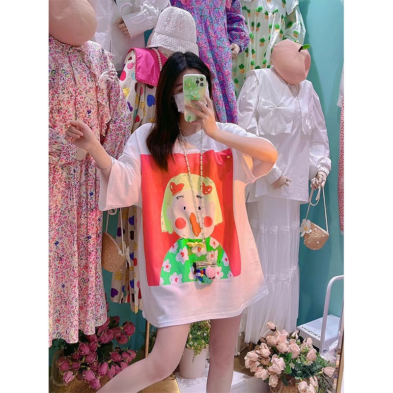 NRVP Áo thun tay ngắn cổ tròn thời trang mùa hè phong cách Hàn Quốc