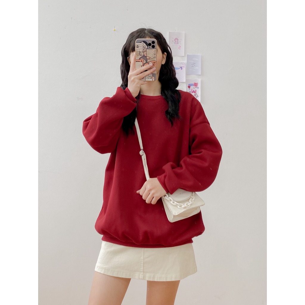 [HÀNG CÓ SẴN] Áo nỉ oversize May Boutique áo nỉ dài tay trơn màu Đỏ ABS21H_110.001_RD_F | BigBuy360 - bigbuy360.vn