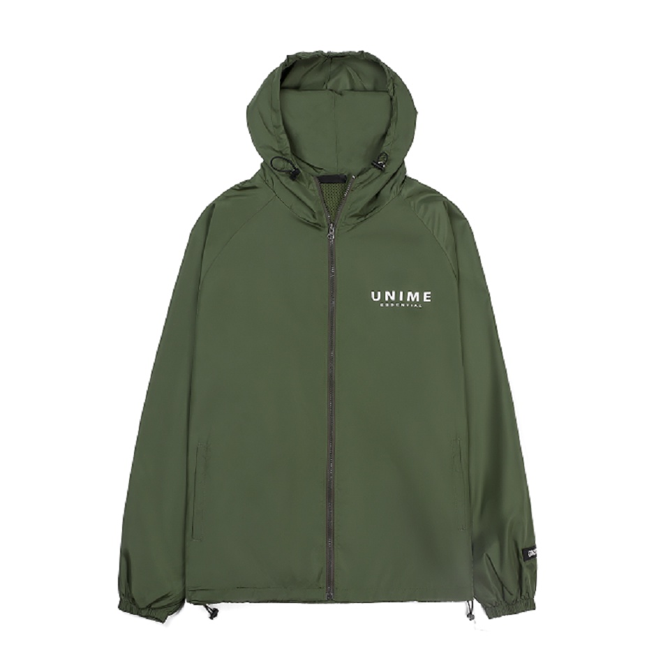 ÁO KHOÁC GIÓ/DÙ MÁT 2 LỚP UNIME ESSENTIAL UTILITY - XANH RÊU