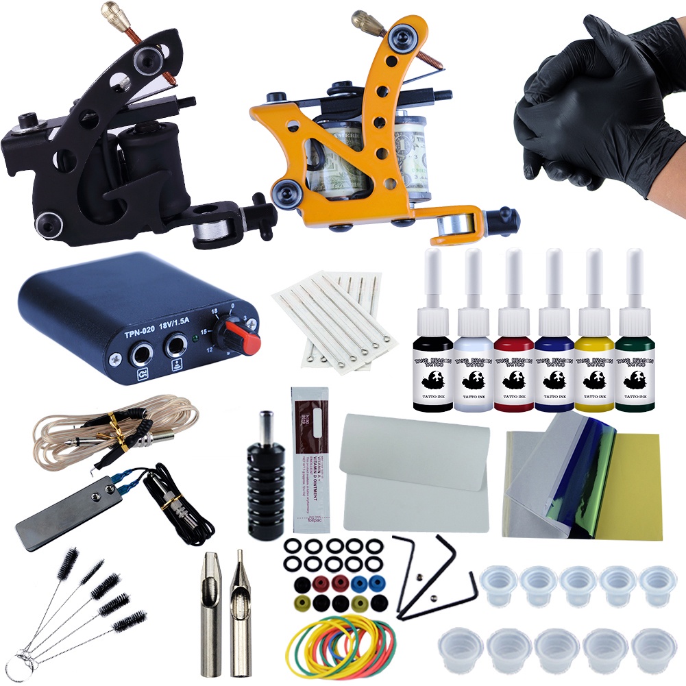 Bộ Máy Xăm Hình Chuyên Nghiệp Gồm 2 Mực Với 6 Màu Khác Nhau Và Phụ Kiện