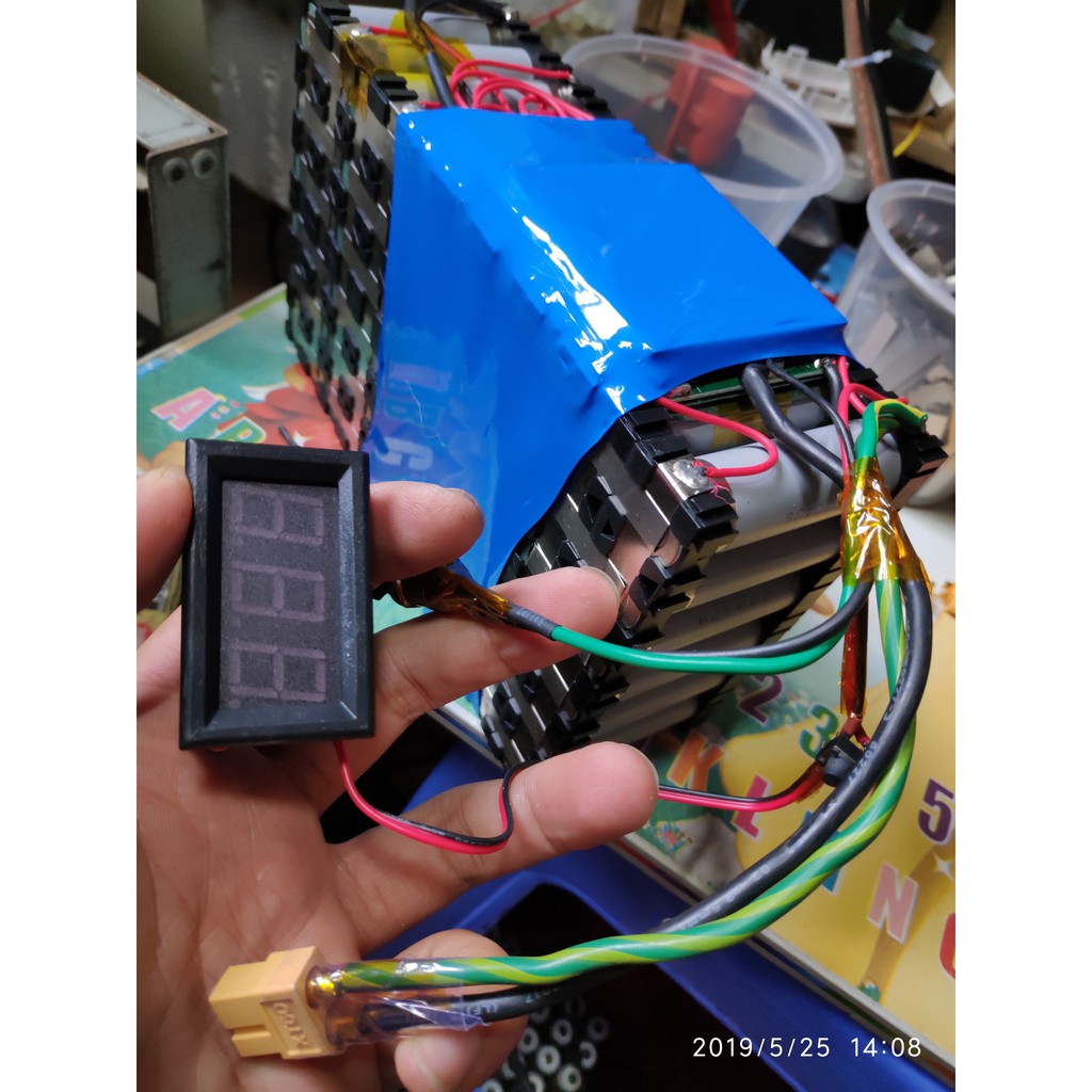 Bộ pin xe điện 48V 13s5p 12Ah, 13S6P 14Ah, 13S8P 19Ah lắp cell Lishen và mạch bảo vệ 13s35A