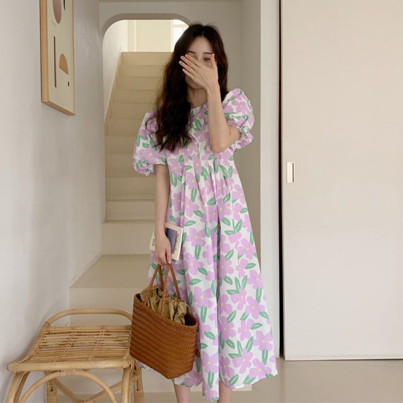 ĐẦM HOA MÙA HÈ FORM CHỮ A DÀI XÒE - ĐẦM MAXI HOA CHỮ A