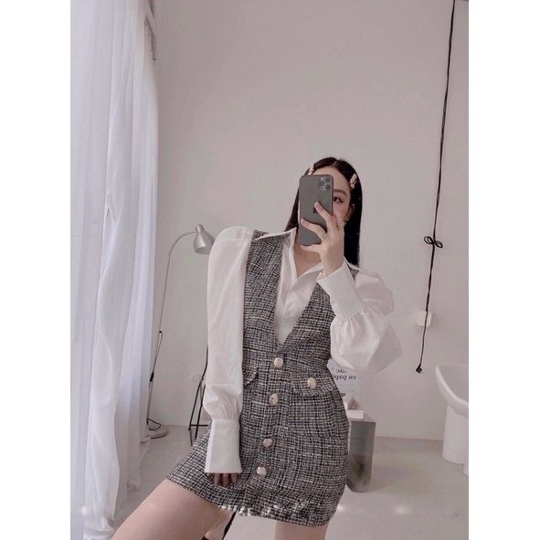 SÉT YẾM DẠ KÈM SƠ MI TAY BỒNG