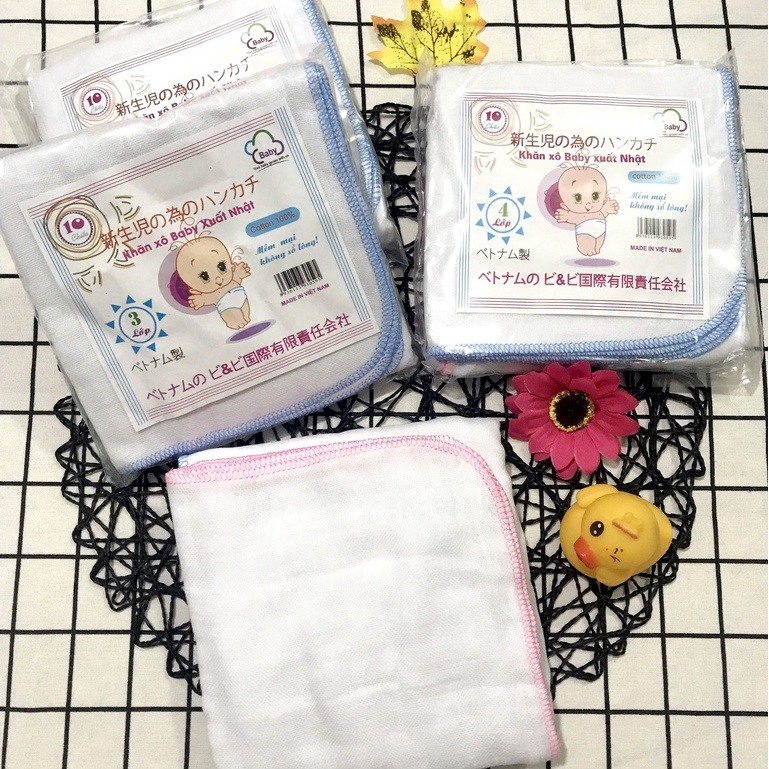 Khăn xô sữa 3 lớp,4 lớp cho bé(gói 10 khăn)