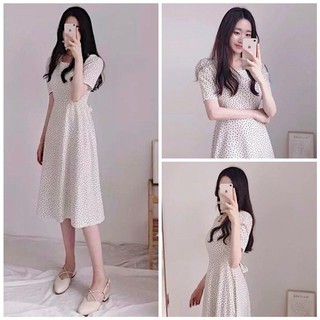 Đầm Nữ Trắng Bi Cột Nơ (KÈM ẢNH THẬT)