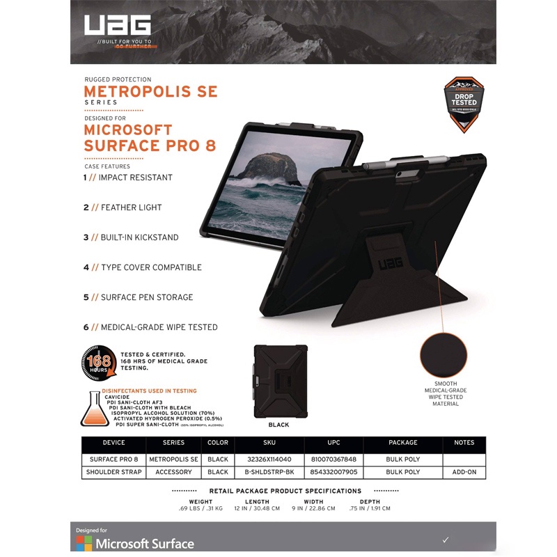 Ốp Lưng Microsoft Surface Pro 8 chính hãng UAG dòng Metropolis SE