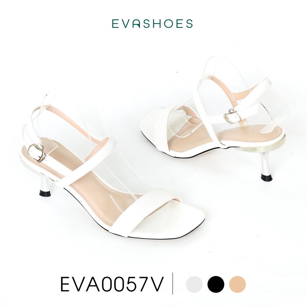 Dép Sandal Cao Gót Nữ Mũi Vuông Quai Ngang 5cm Evashoes - EVA0057V