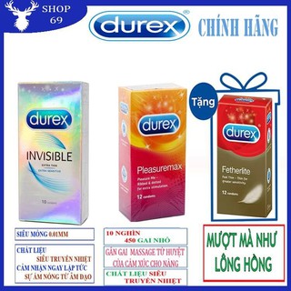 COMBO BA HỘP BAO CAO SU DUREX (BAO CAO SU MỎNG NHẤT THẾ GIỚI)+(MỎNG HƠN – NHIỀU GAI HƠN)+(MƯỢT TỰA LÔNG HỒNG)