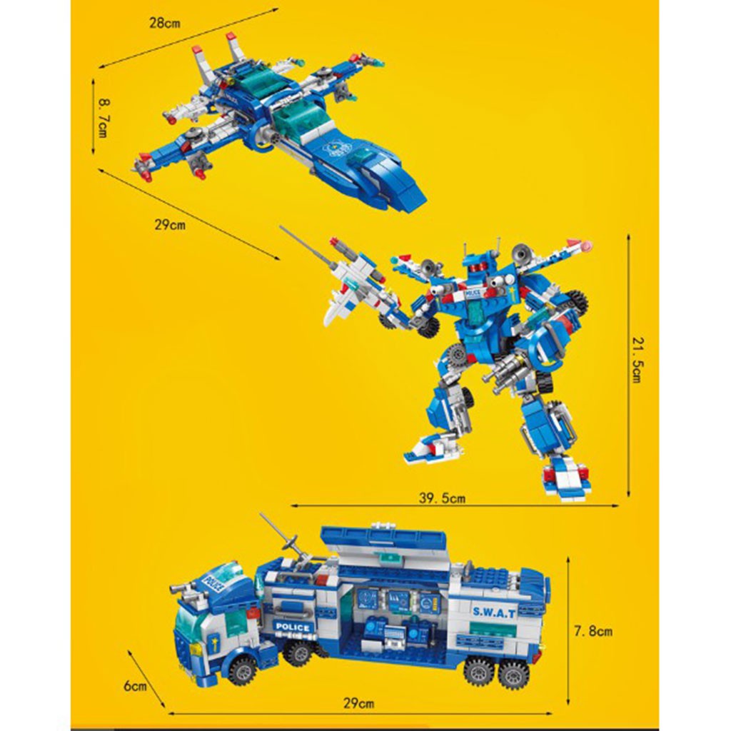 Lego Robot xe tải cảnh sát đặc nhiệm giúp trẻ tư duy sáng tạo đồ chơi xếp hình với 700 mảnh ghép